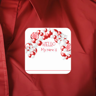 Weihnachtsmarkt Party Name Abzeichen Tag Lounge Quadratischer Aufkleber