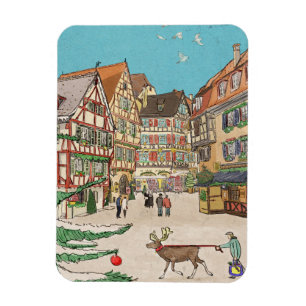 Weihnachtsmarkt Straßburg Frankreich Retro inspiri Magnet