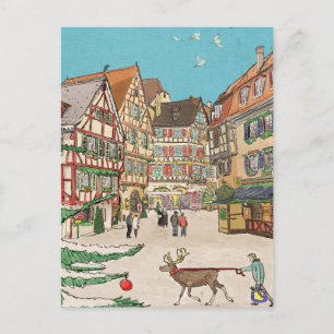 Weihnachtsmarkt Straßburg Frankreich Retro inspiri Postkarte