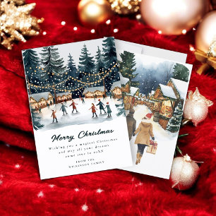 Weihnachtsmarkt Szene Aquarell Weihnachtskarte Einladung