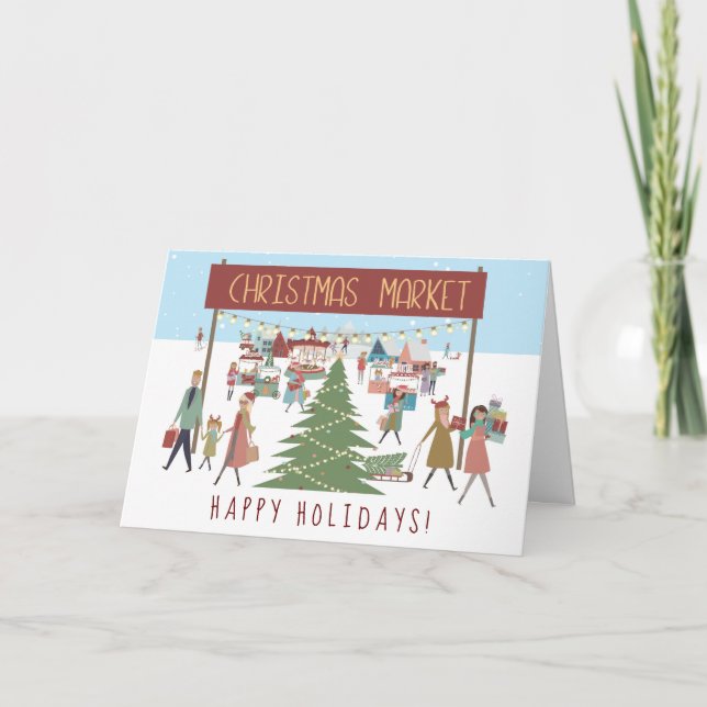 Weihnachtsmarkt Zeichne Feiertagskarte (Vorderseite)