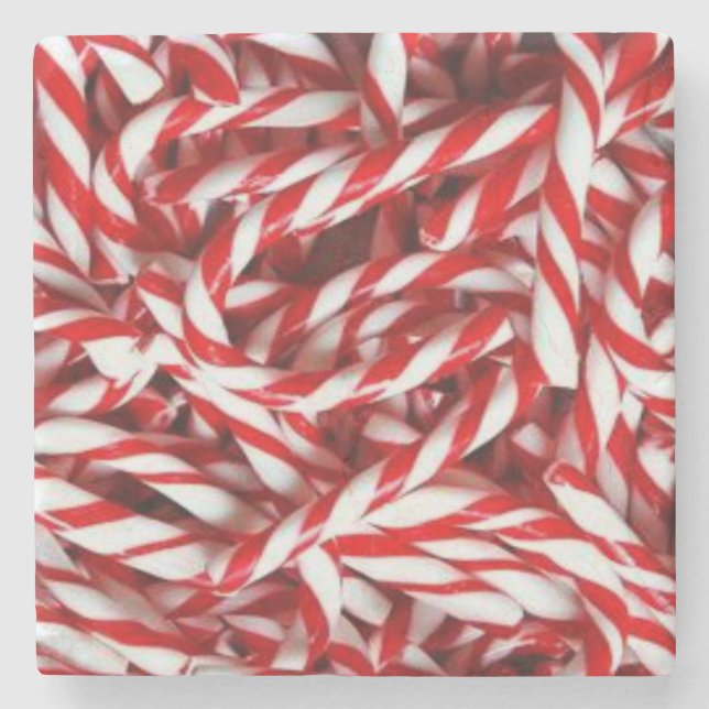 Weihnachtsmarmor Stone Untersetzer, Candy Cane Steinuntersetzer (Vorderseite)