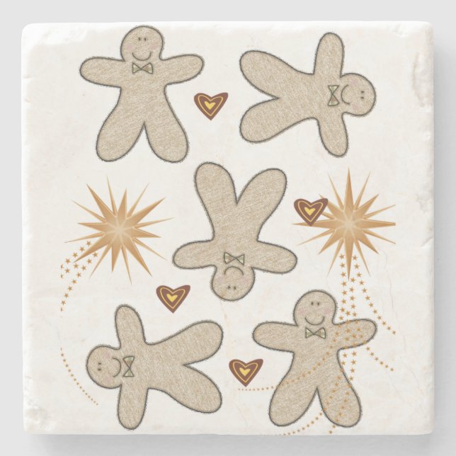 Weihnachtsmarmor Stone Untersetzer, Gingerbread Ma Steinuntersetzer (Vorderseite)