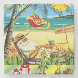 Weihnachtsmarmor Stone Untersetzer, Summer Beach S Steinuntersetzer