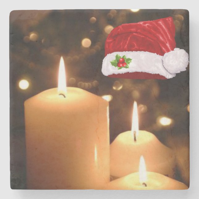 Weihnachtsmarmor Stone Untersetzer, Weihnachtskerz Steinuntersetzer (Vorderseite)