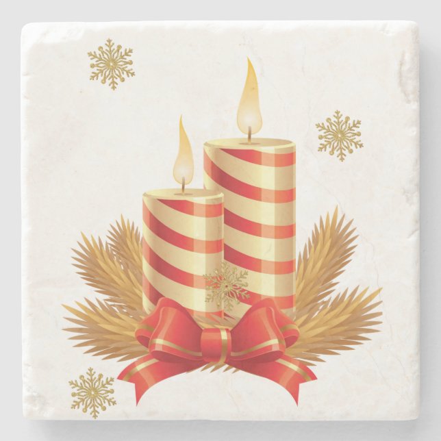 Weihnachtsmarmor Stone Untersetzer, Weihnachtskerz Steinuntersetzer (Vorderseite)