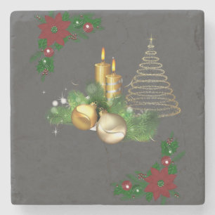 Weihnachtsmarmor Stone Untersetzer, Weihnachtskerz Steinuntersetzer