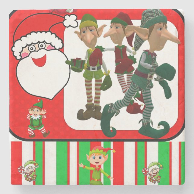 Weihnachtsmarmorstein-Unterlage, Elf Steinuntersetzer (Vorderseite)