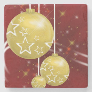 Weihnachtsmarmorstein-Unterleger, Goldene Kugeln Steinuntersetzer
