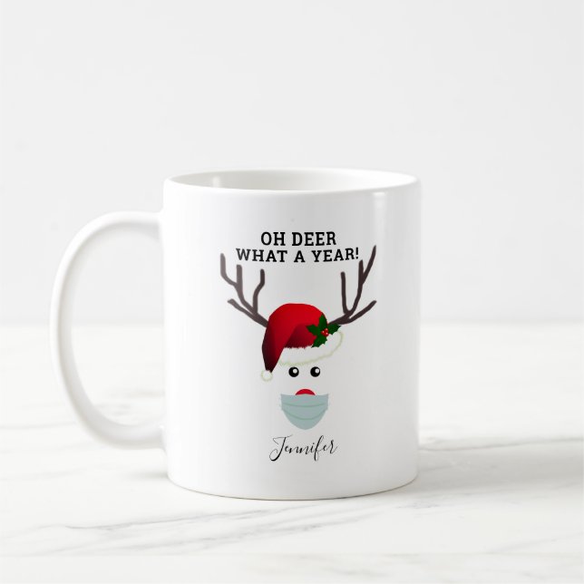 Weihnachtsmaske Reindeer Personalisiert Kaffeetasse (Links)