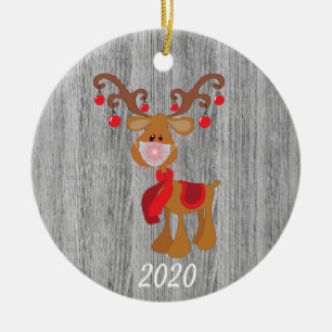 Weihnachtsmaske Rudolph Reindeer 2020 Holz Keramik Ornament