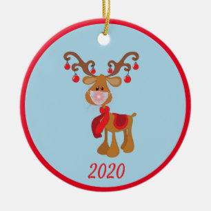 Weihnachtsmaske Rudolph Reindeer 2020 Keramik Ornament