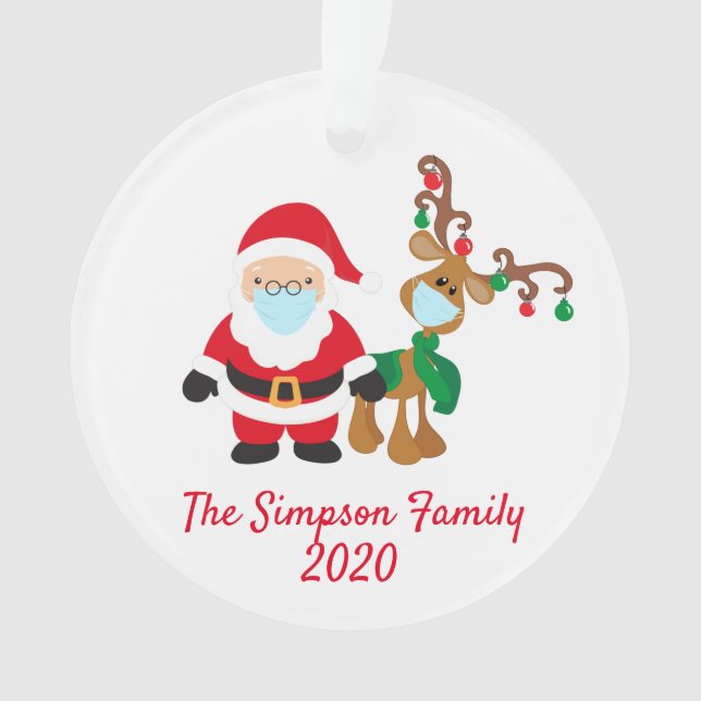 Weihnachtsmaske Santa Reindeer 2020 Custom Ornament (Vorderseite)