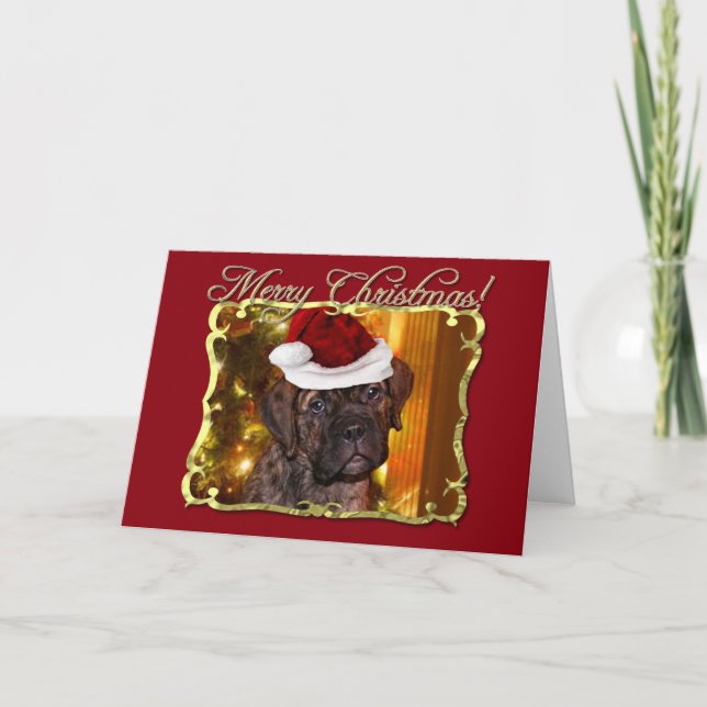 Weihnachtsmastiff-Welpe Feiertagskarte (Vorderseite)