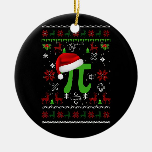 Weihnachtsmathematik Pi Weihnachtsmannmütze Kostüm Keramik Ornament (Vorne)