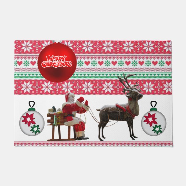 Weihnachtsmatte, frohe Weihnachten Fußmatte (Vorderseite)