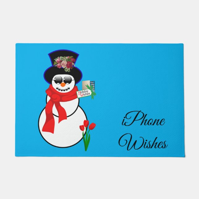 Weihnachtsmatte, Snowman Iphone wünscht Fußmatte (Vorderseite)