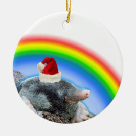 Weihnachtsmaulwurf Keramik Ornament