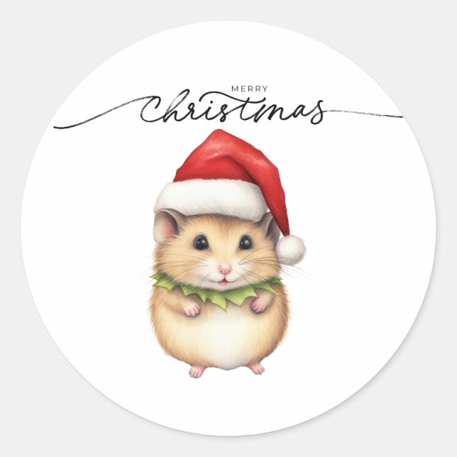 WEIHNACHTSMAUS-AUFKLEBER RUNDER AUFKLEBER (Vorderseite)