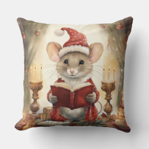 Weihnachtsmaus beim Lesen Kissen