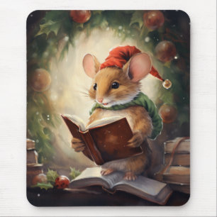 Weihnachtsmaus beim Lesen Mousepad