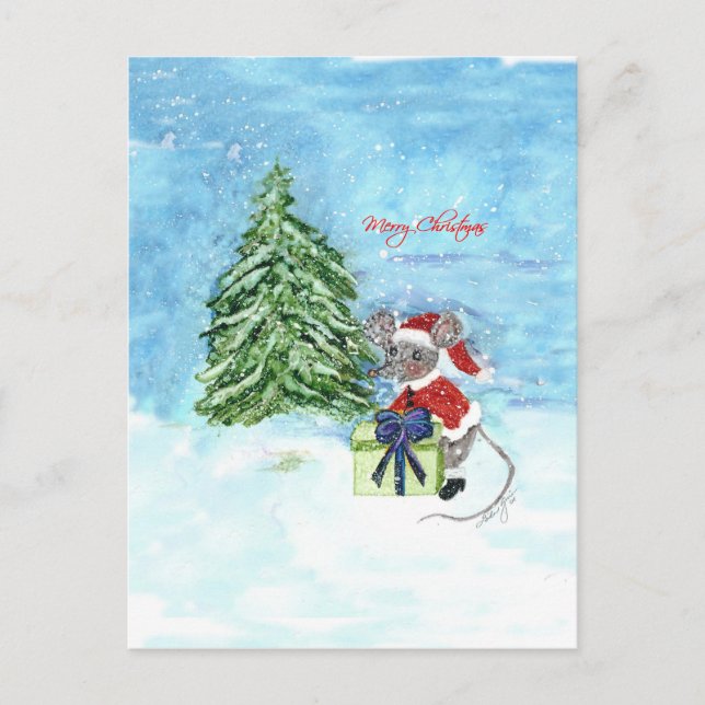 Weihnachtsmaus Feiertagspostkarte (Vorderseite)