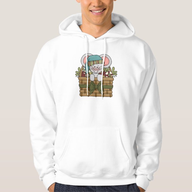 Weihnachtsmaus im Korb Hoodie (Vorderseite)