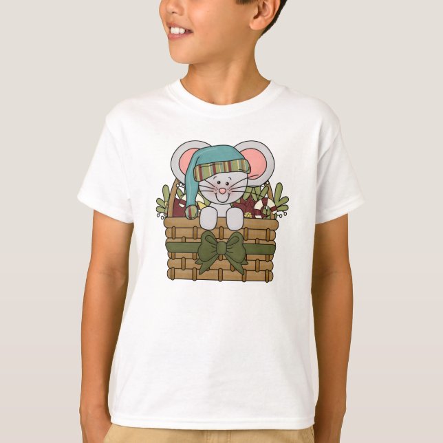 Weihnachtsmaus im Korb T-Shirt (Vorderseite)