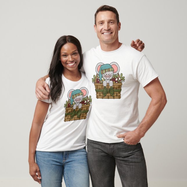 Weihnachtsmaus im Korb T-Shirt (Unisex)