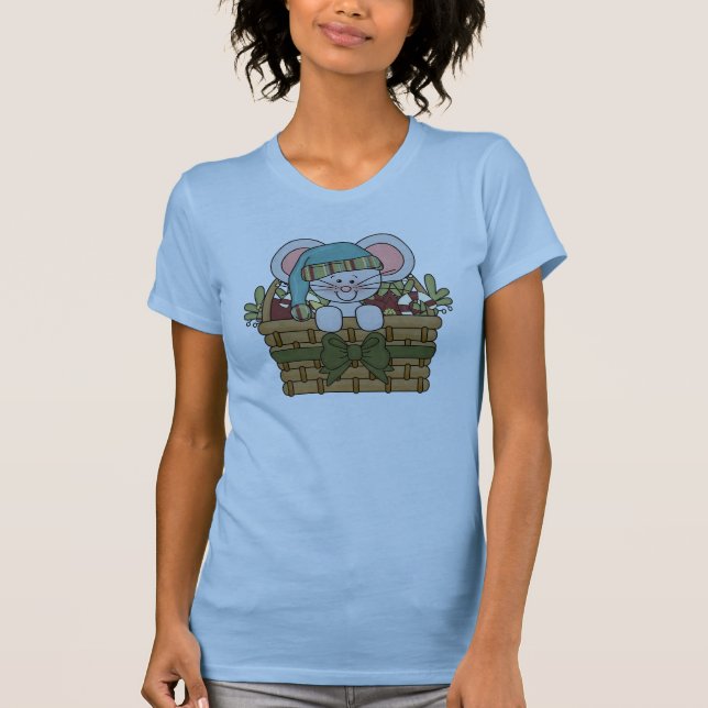 Weihnachtsmaus im Korb T-Shirt (Vorderseite)