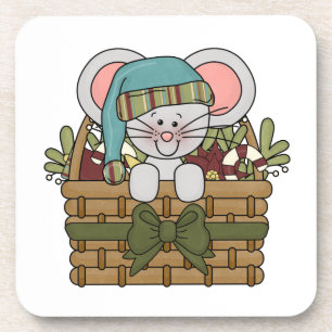 Weihnachtsmaus im Korb Untersetzer