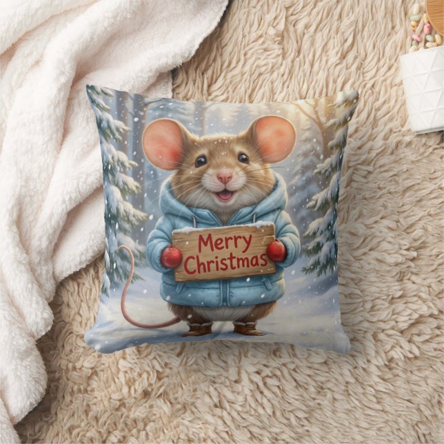 Weihnachtsmaus im Winterwald Kissen (Decke)