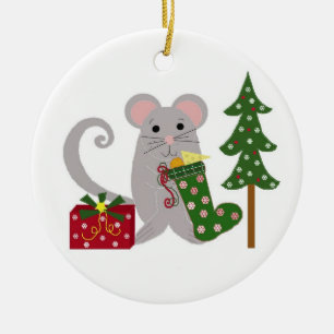 Weihnachtsmaus Keramik Ornament