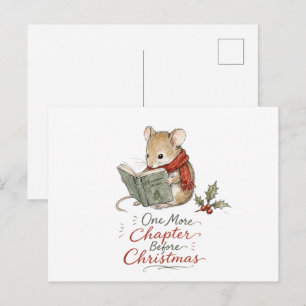 Weihnachtsmaus liest Geschichten Postkarte