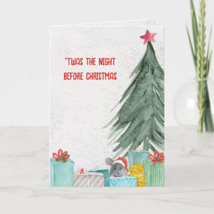 Weihnachtsmaus mit Geschenken Karte
