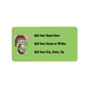 Weihnachtsmaus mit Verzierung Adressaufkleber