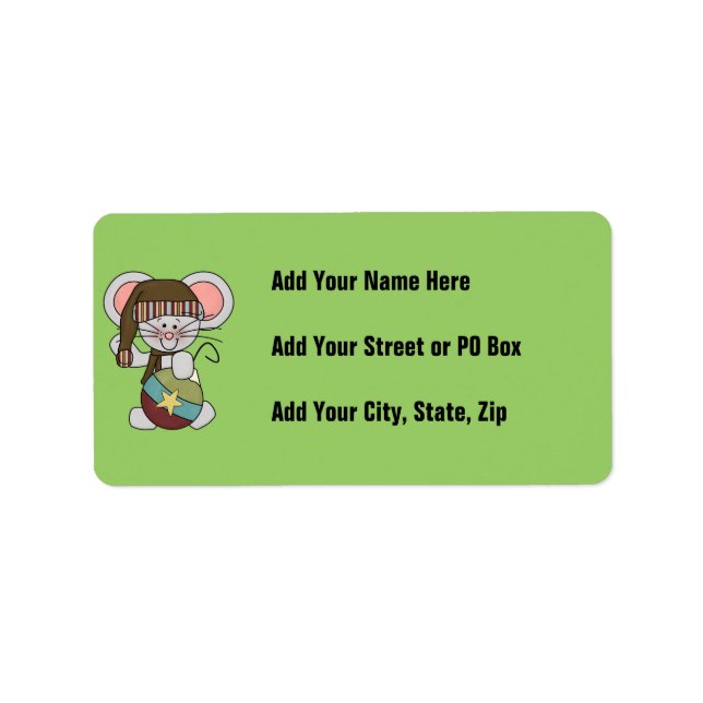 Weihnachtsmaus mit Verzierung Adressaufkleber (Vorne)