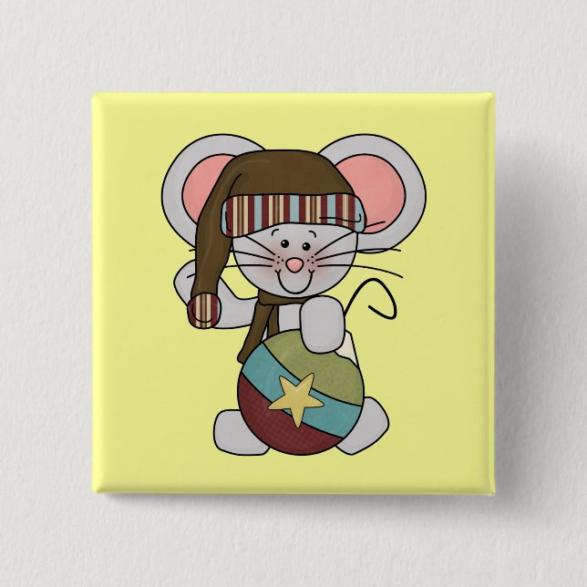 Weihnachtsmaus mit Verzierung Button (Vorderseite)