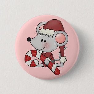 Weihnachtsmaus mit Zuckerstange Button