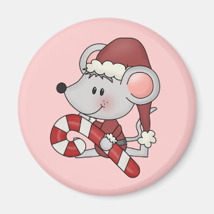Weihnachtsmaus mit Zuckerstange Magnet
