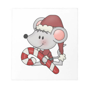 Weihnachtsmaus mit Zuckerstange Notizblock