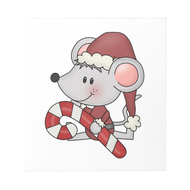 Weihnachtsmaus mit Zuckerstange Notizblock (Vorderseite)