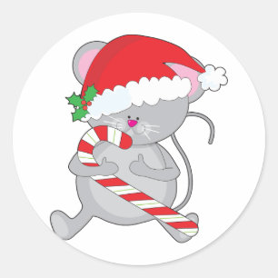 Weihnachtsmaus Runder Aufkleber