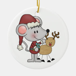Weihnachtsmaus und keramik ornament