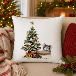 Weihnachtsmaus unter dem Baum Kissen