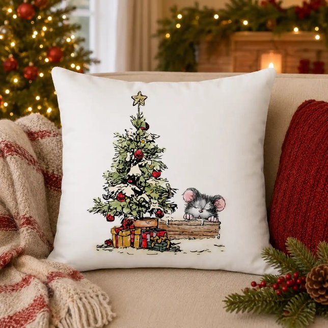 Weihnachtsmaus unter dem Baum Kissen (Von Creator hochgeladen)