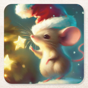 Weihnachtsmäuse 1 rechteckiger pappuntersetzer