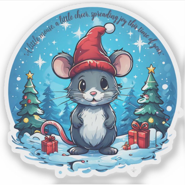 Weihnachtsmäuse Custom-Cut Vinyl Sticker (Vorderseite)