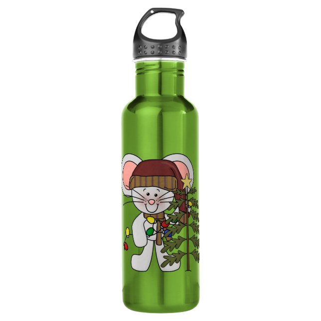 Weihnachtsmäuse-Dekorationsbaum Trinkflasche (Vorderseite)