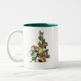 Weihnachtsmäuse dekorativer Baum Zweifarbige Tasse